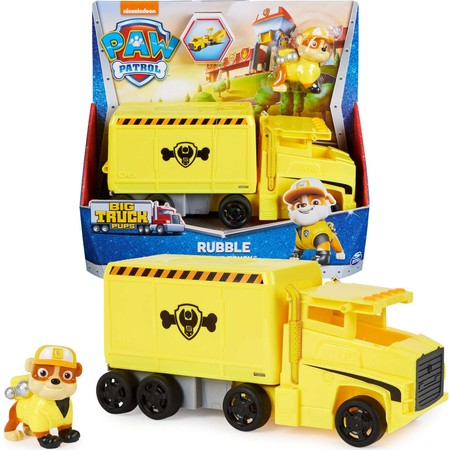 Psi Patrol 2w1 Rubble Big Truck Pups Dźwig Żółta ciężarówka Auto Pojazd + Figurka