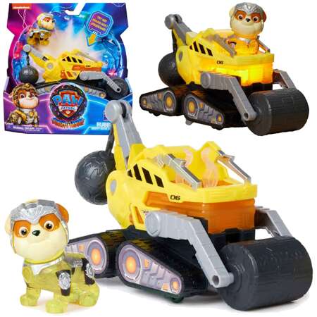 Psi Patrol The Mighty Movie Wielki Film Zestaw figurka Rubble piesek pojazd żółte autko walec światło dźwięk