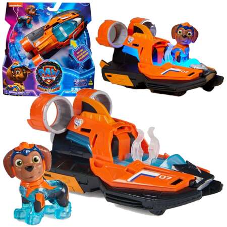 Psi Patrol The Mighty Movie Wielki Film Zestaw figurka Zuma poduszkowiec pomarańczowy pojazd światło dźwięk