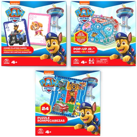 Psi Patrol zestaw gier 3w1 Puzzle Pop-up Karty Jumbo